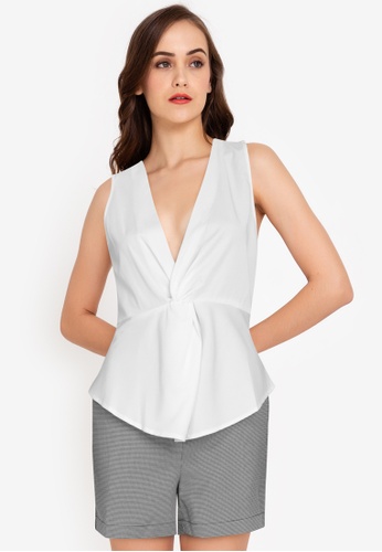 ZALORA WORK white Front Knotted Blouse 2DBA8AA437C57EGS_1