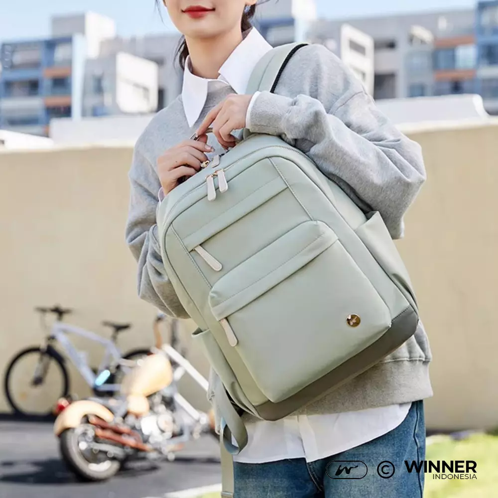 Tas Ransel Laptop 15,6 inch Oxford Anti-Air Backpack Korean Style (T14-011) - Warna Hijau 15,6 inch