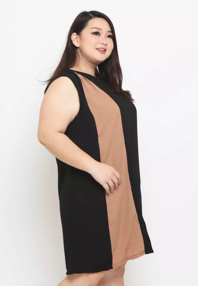Plus Size Dress Avina Black/Brown