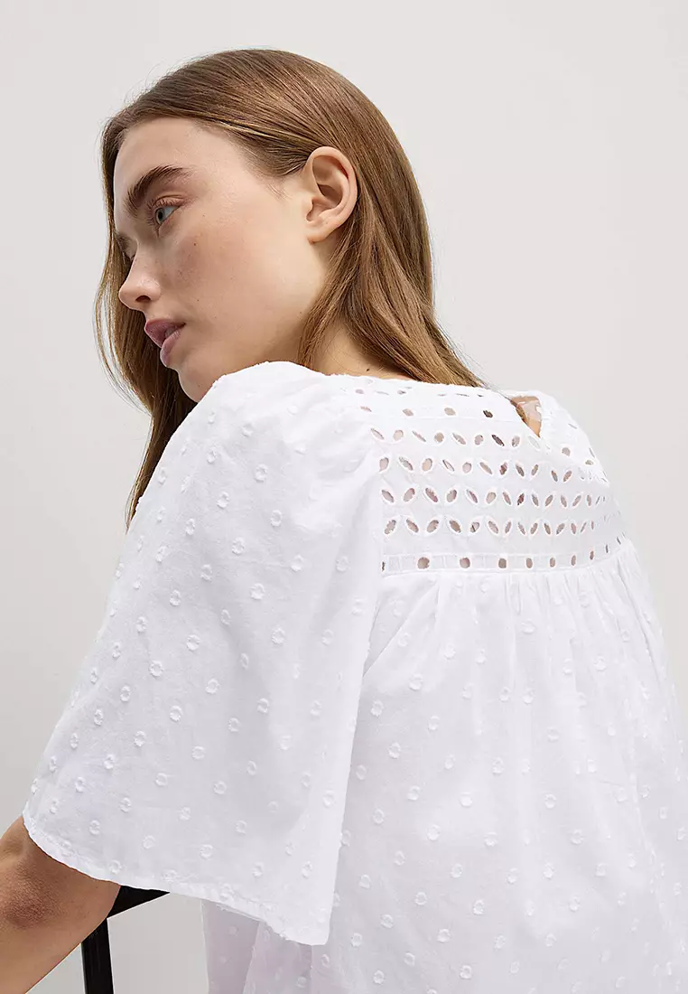 Pure Cotton Broderie Textured Blouse