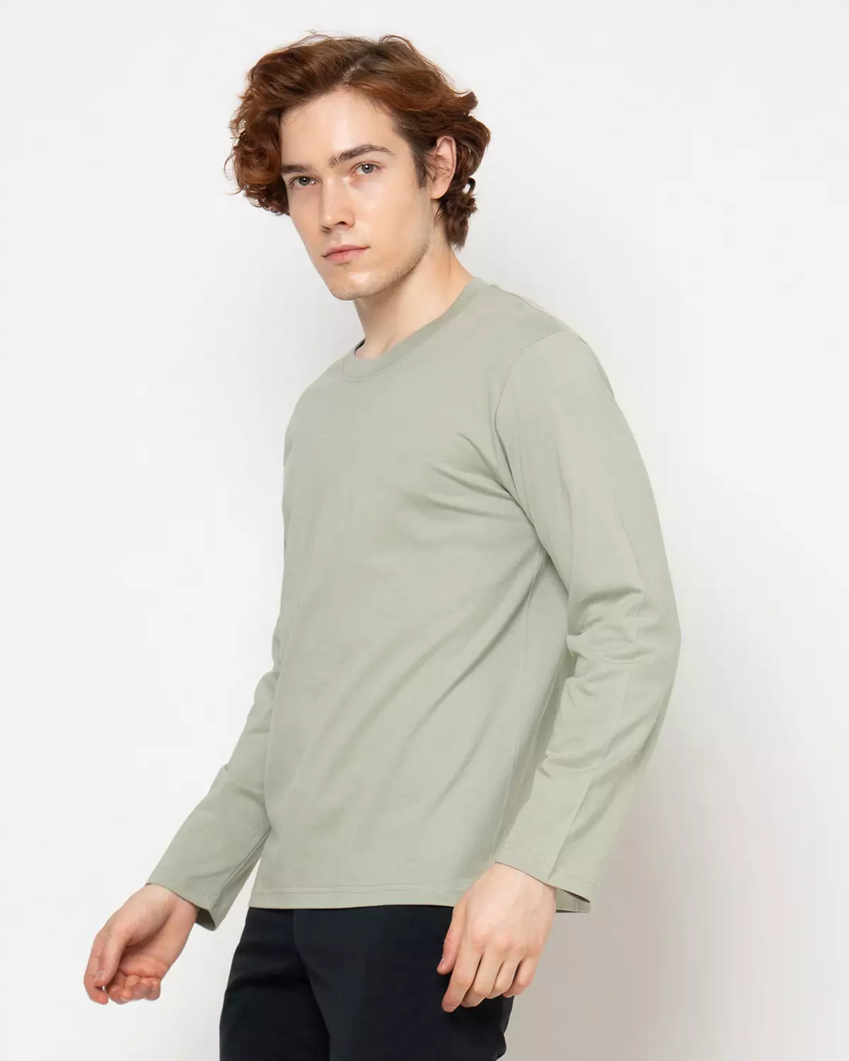 Country Fiesta Basic T-Shirt Long Bodysize Kaos Polos Heavyweight Ash Green - 01TSL00162