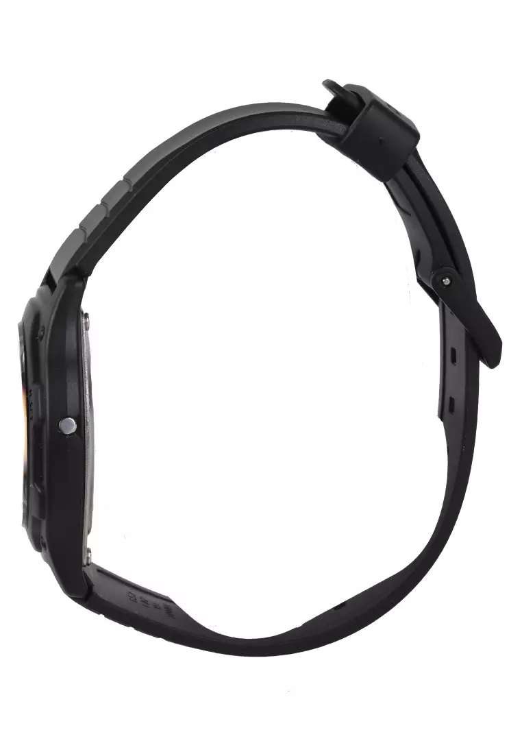 Jam Tangan Pria - Black Silver - Resin Strap - AW-49HE-7AVDF