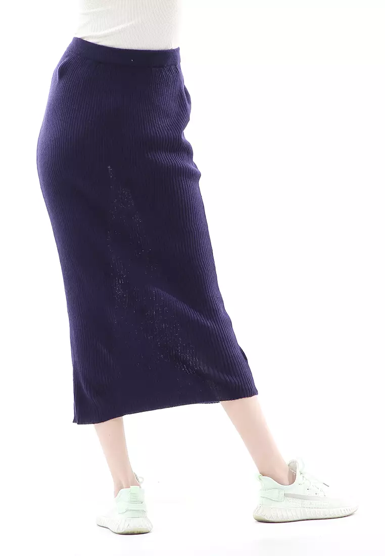 Deliana Rok Rajut Kancing Bawahan Wanita Premium Quality - Navy