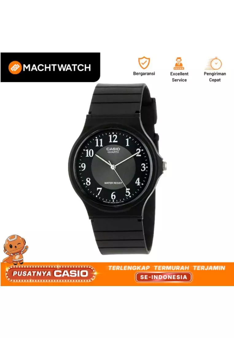 Jam Tangan Pria Analog Casio Standard MQ-24-1B3LDF MQ24 Classic Black Dial Black Resin Band