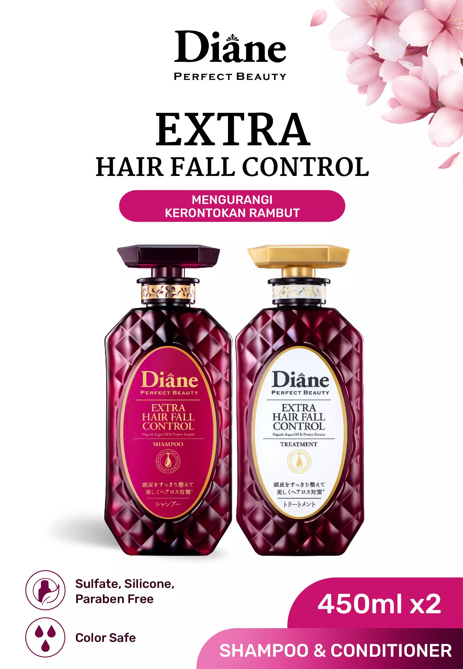 PAKET Diane EXTRA HAIR FALL CONTROL Shampoo + Treatment (Conditioner)