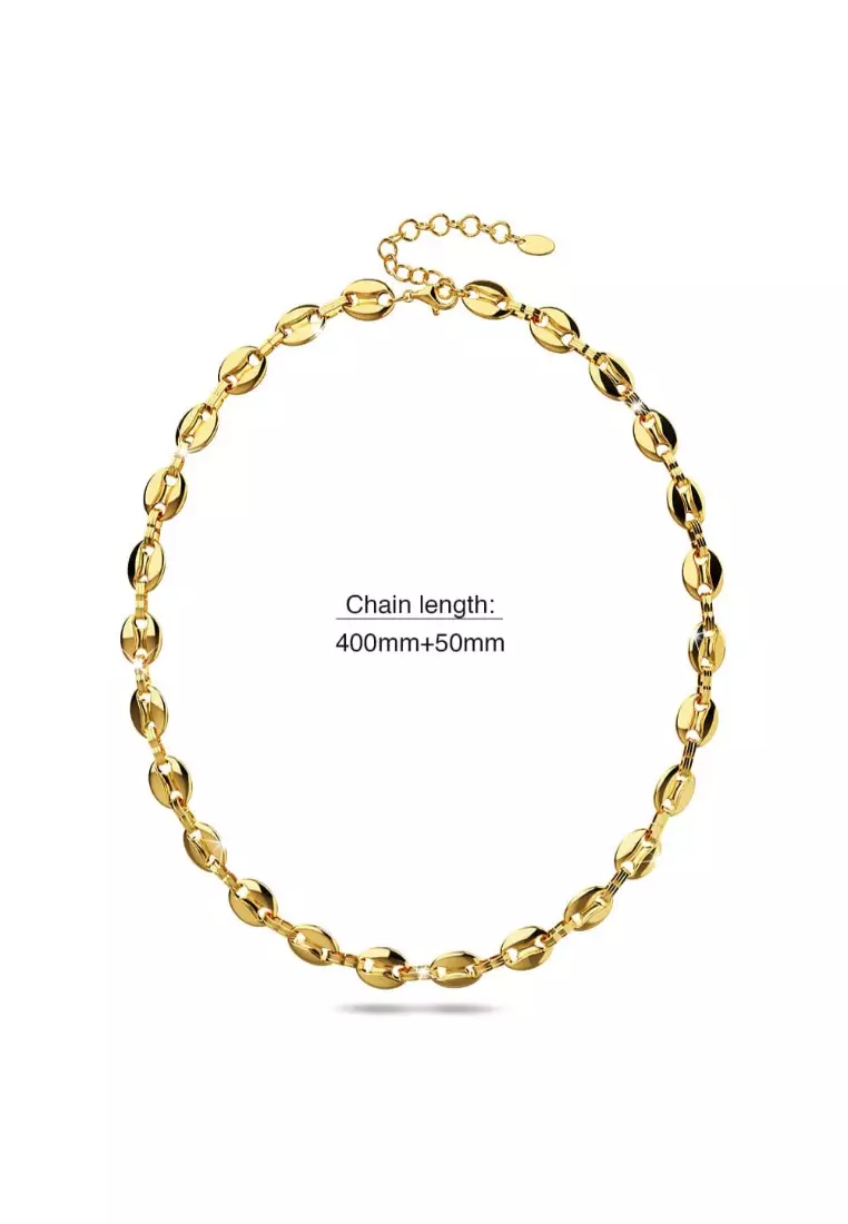 Interlock Anchor Chain Necklace in Gold