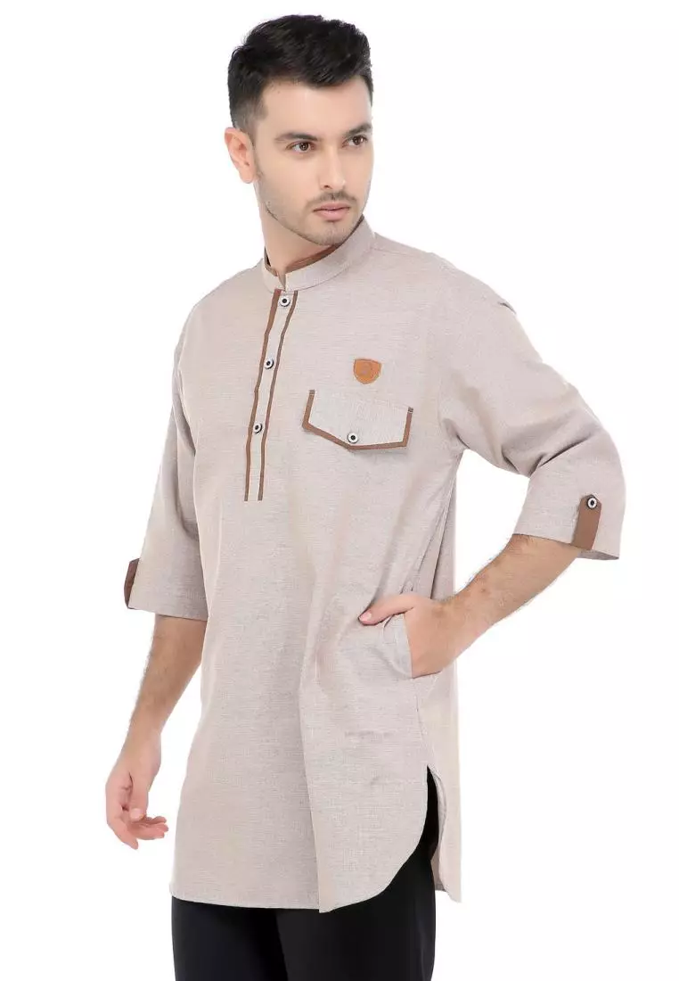 Baju Koko Gamis Muslim Pria Arfan - Cream