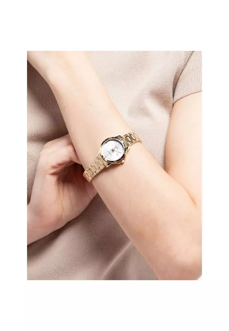 Women's Analog Watch LTP-V004G-7B2 Gold Stainless Steel Band Watch for Ladies