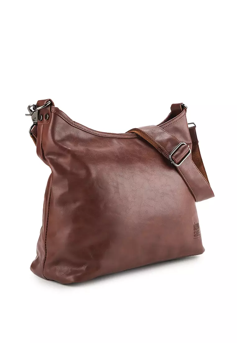 Distressed Leather Hobo Small Crossbody Bag
