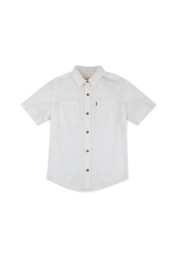 Levi's white Levi's Short Sleeve Button-Up Shirt (Big Kids) - Levi's Egret C9022KA4994641GS_1
