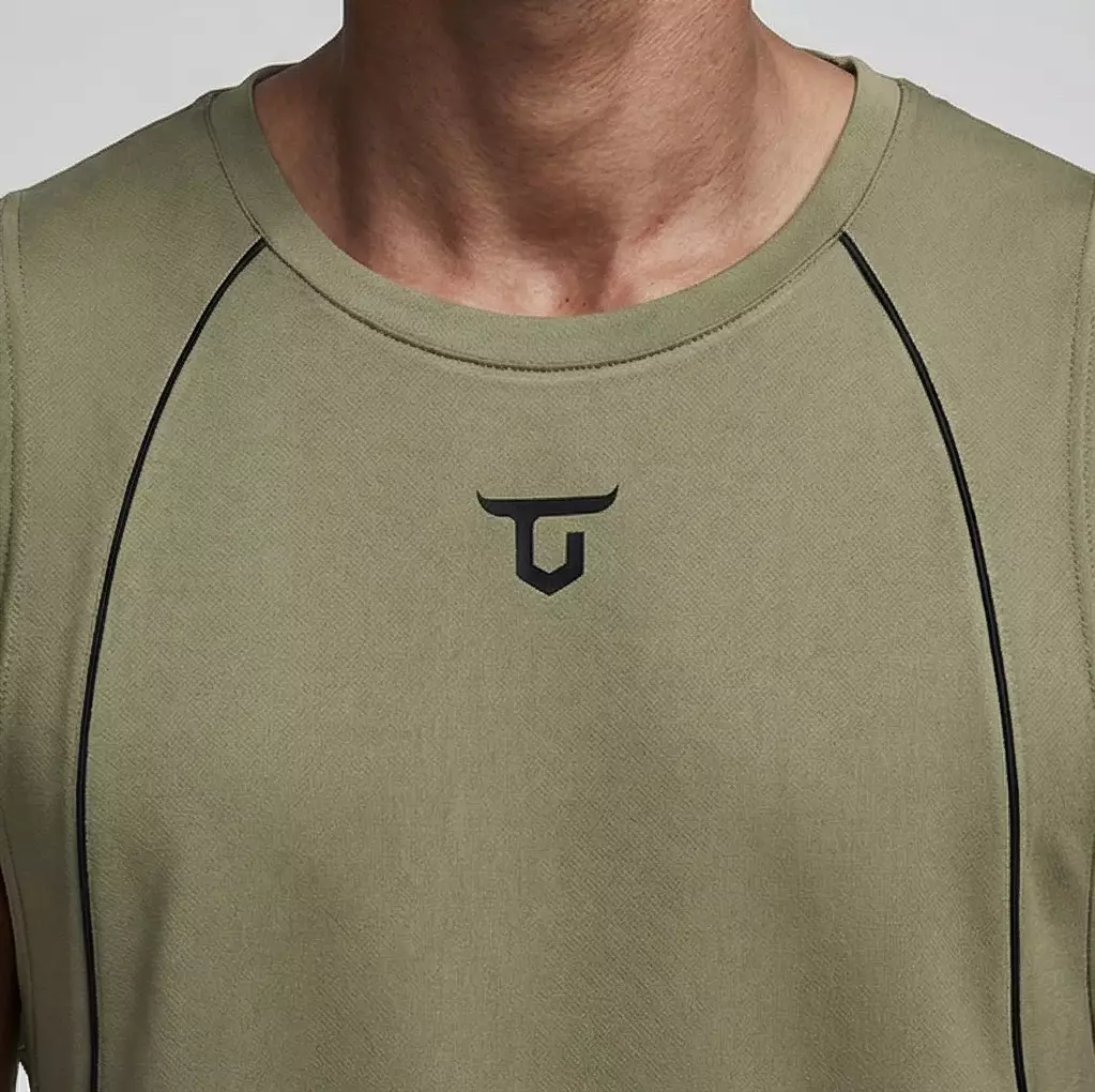 THIRDDAY Kaos Singlet Gym Pria Lekbong curvelines AirStretch - hijau army MTZ51