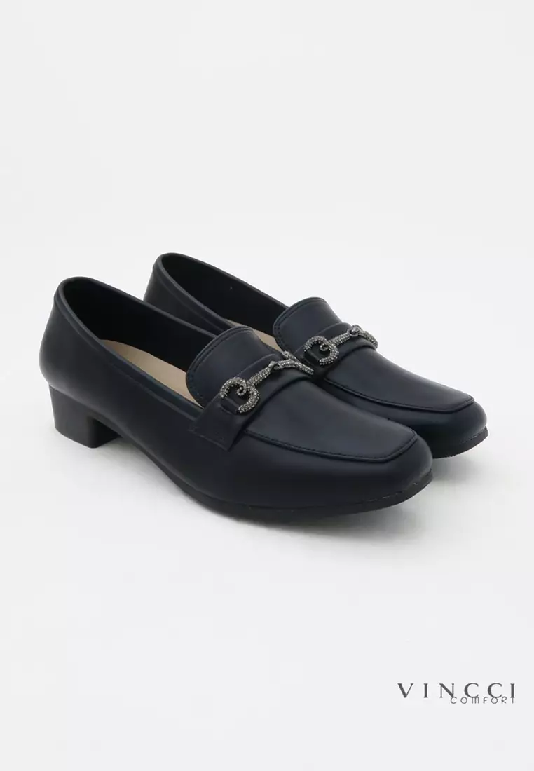 Comfort Slide On Heel Loafers