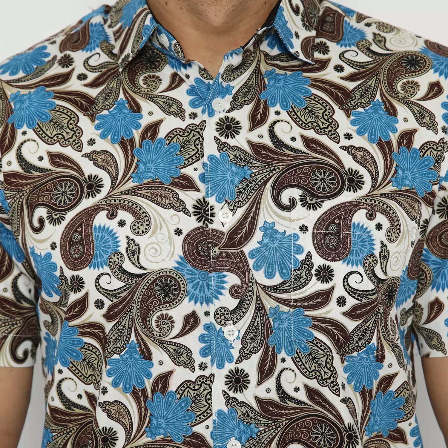 Platini Kemeja Hawai Pria Lengan Pendek Biru Coklat 131965