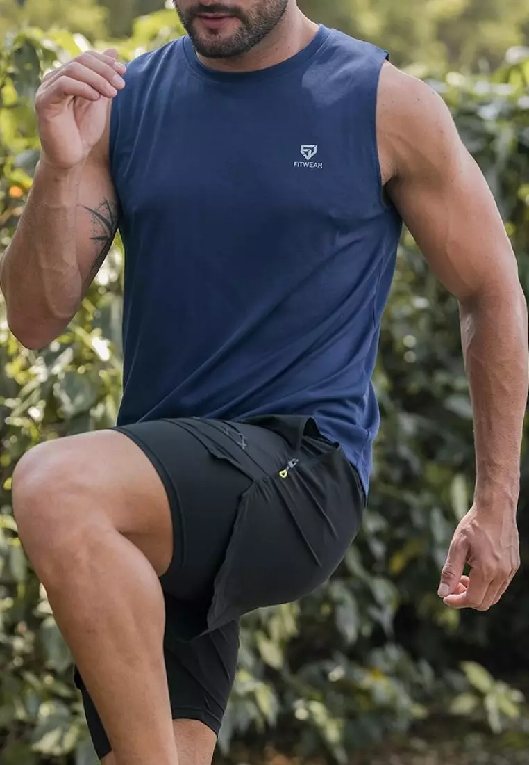 Fitwear - Muscle Tee Olahraga PRIA ADAM DRYFIT - NAVY
