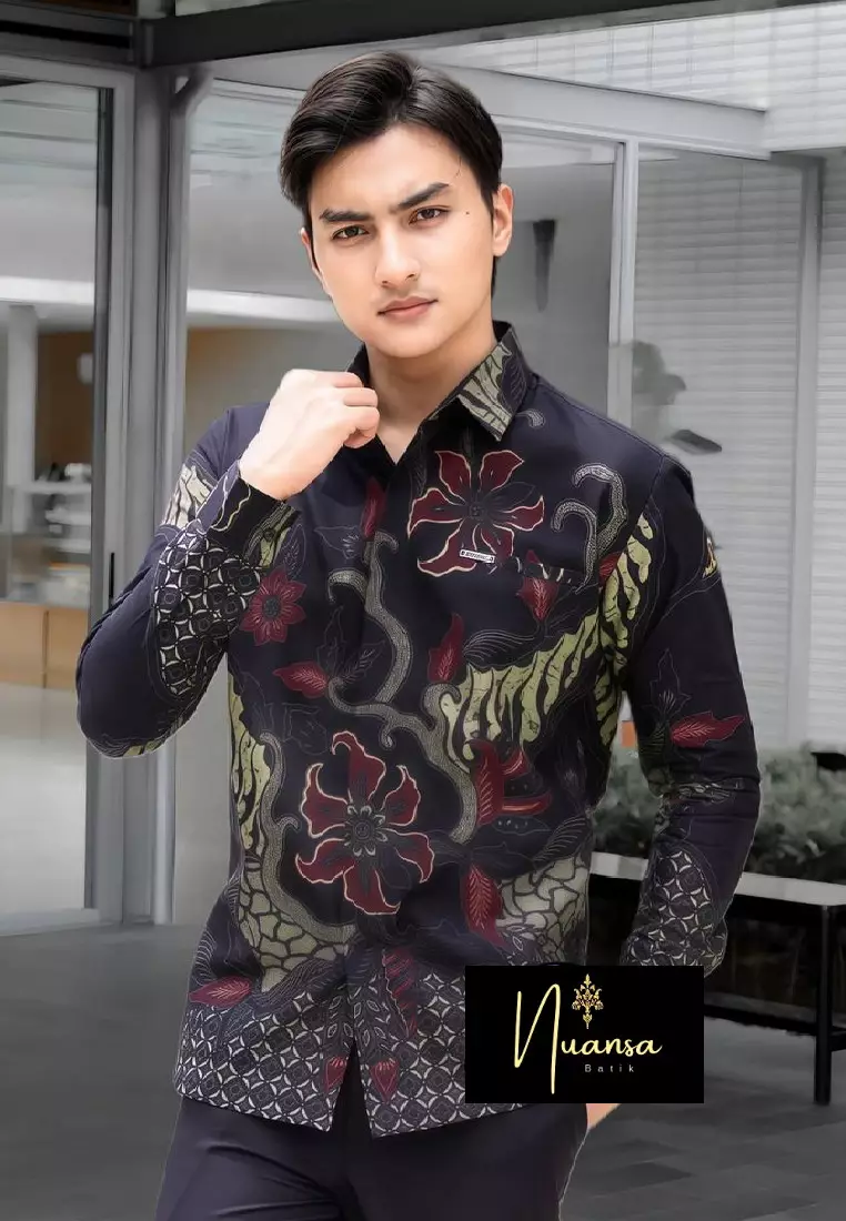 Adiwangsa Kemeja Batik Exclusive Premium Pria Casual Modern Lengan Panjang