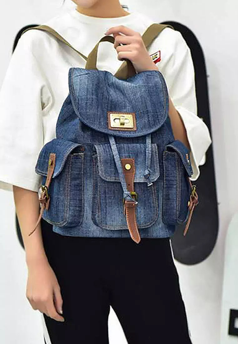 Vintage denim backpack hot sale