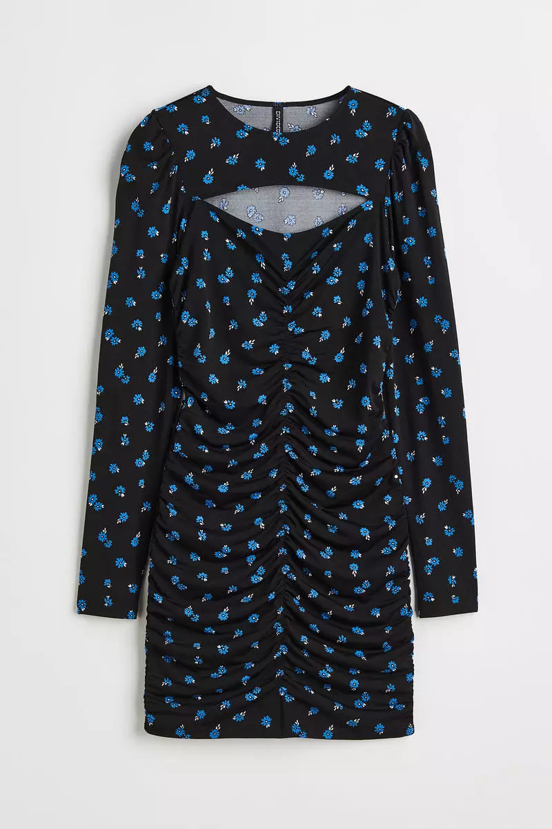 Gathered cut-out dress