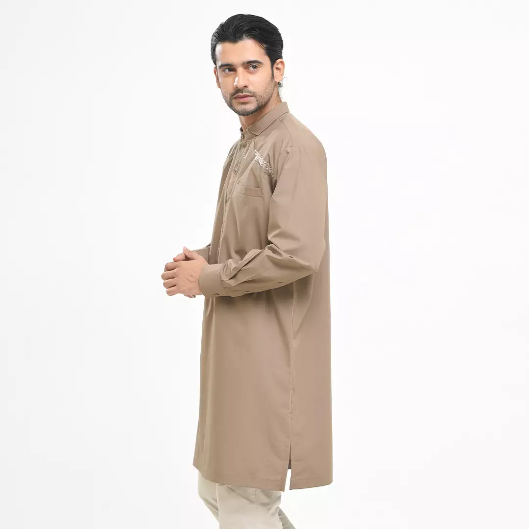 Rabbani - Jubah Koko Muslim Pria Lengan Panjang Dewasa Midi Zaigham Exclusive - Espresso