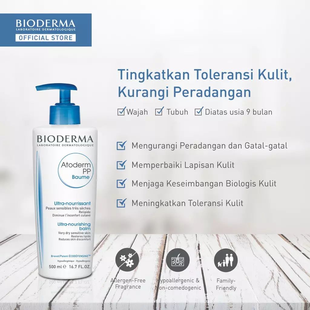 Bioderma Atoderm PP Baume 500 ml - Face / Body Moisturizer untuk Kulit Kering / Sangat Kering / Atopi