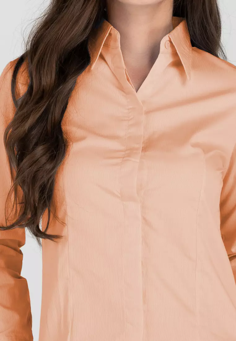 Della Long Sleeve Button Down Office Blouse