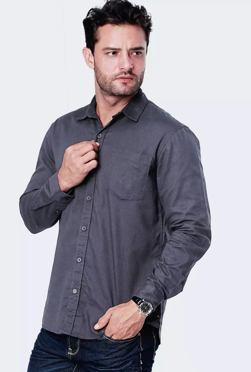 Kemeja Pria Ottoman Dark Grey