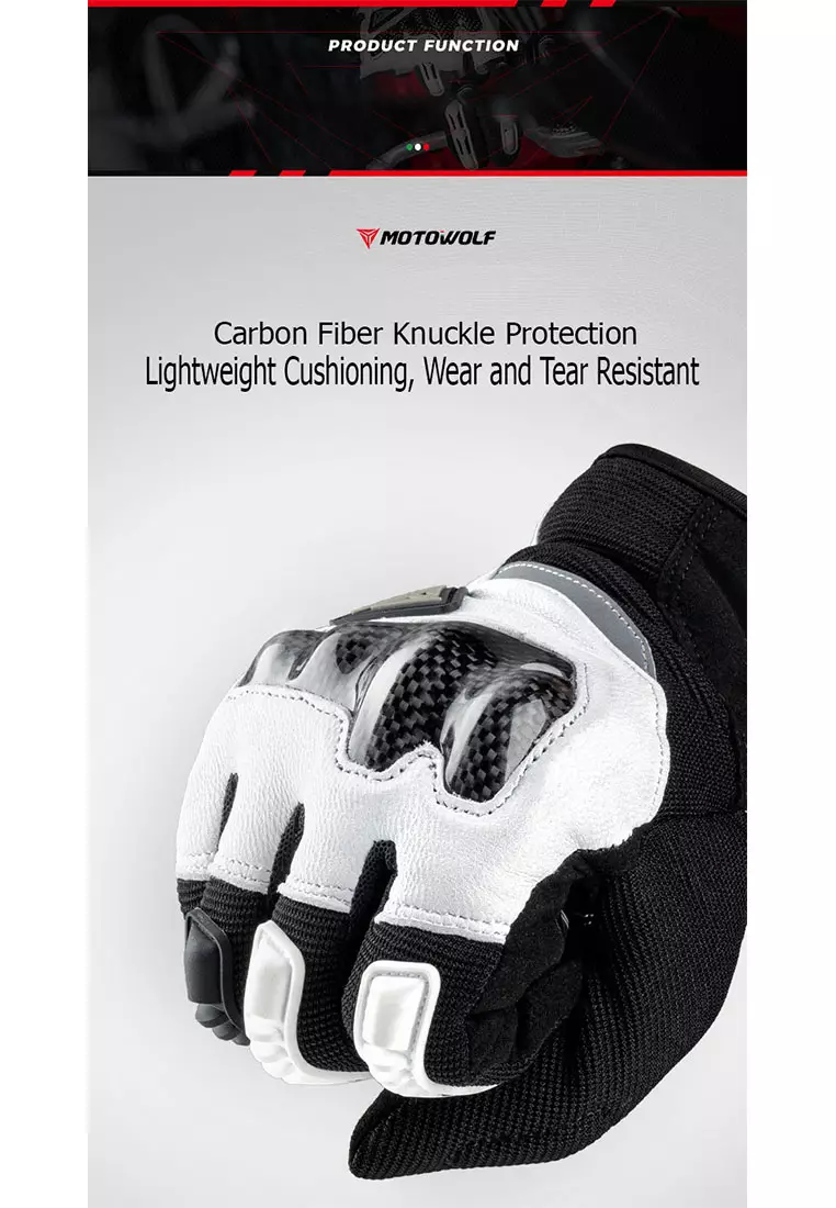 Motowolf MDL0333B Motorcycle Gloves  – White