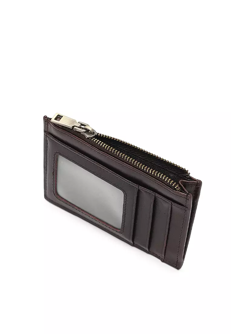 Genuine Leather RFID Card Holder - Brown
