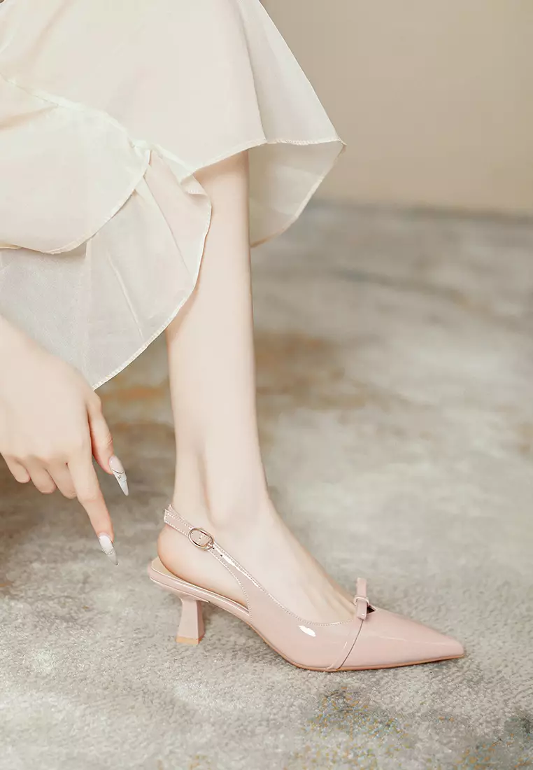 6.5CM Pointed Bow Slingback Heel TE7246-2