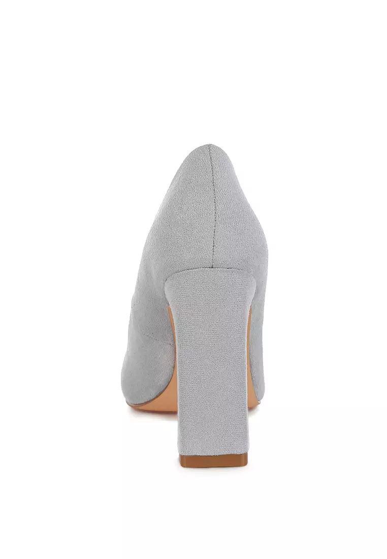 Slim Block Heel Pumps in Light Blue