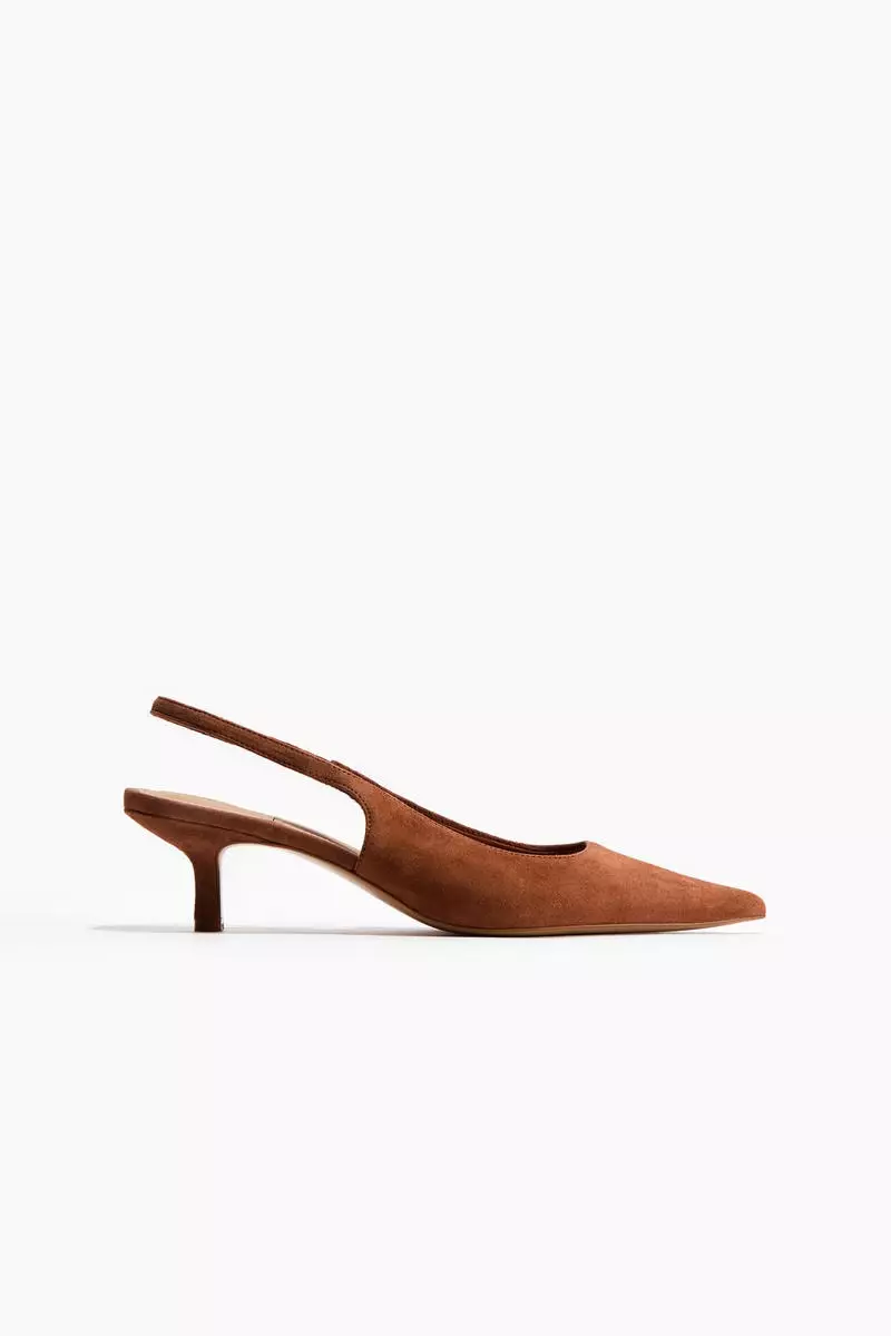 Pointed suede slingbacks