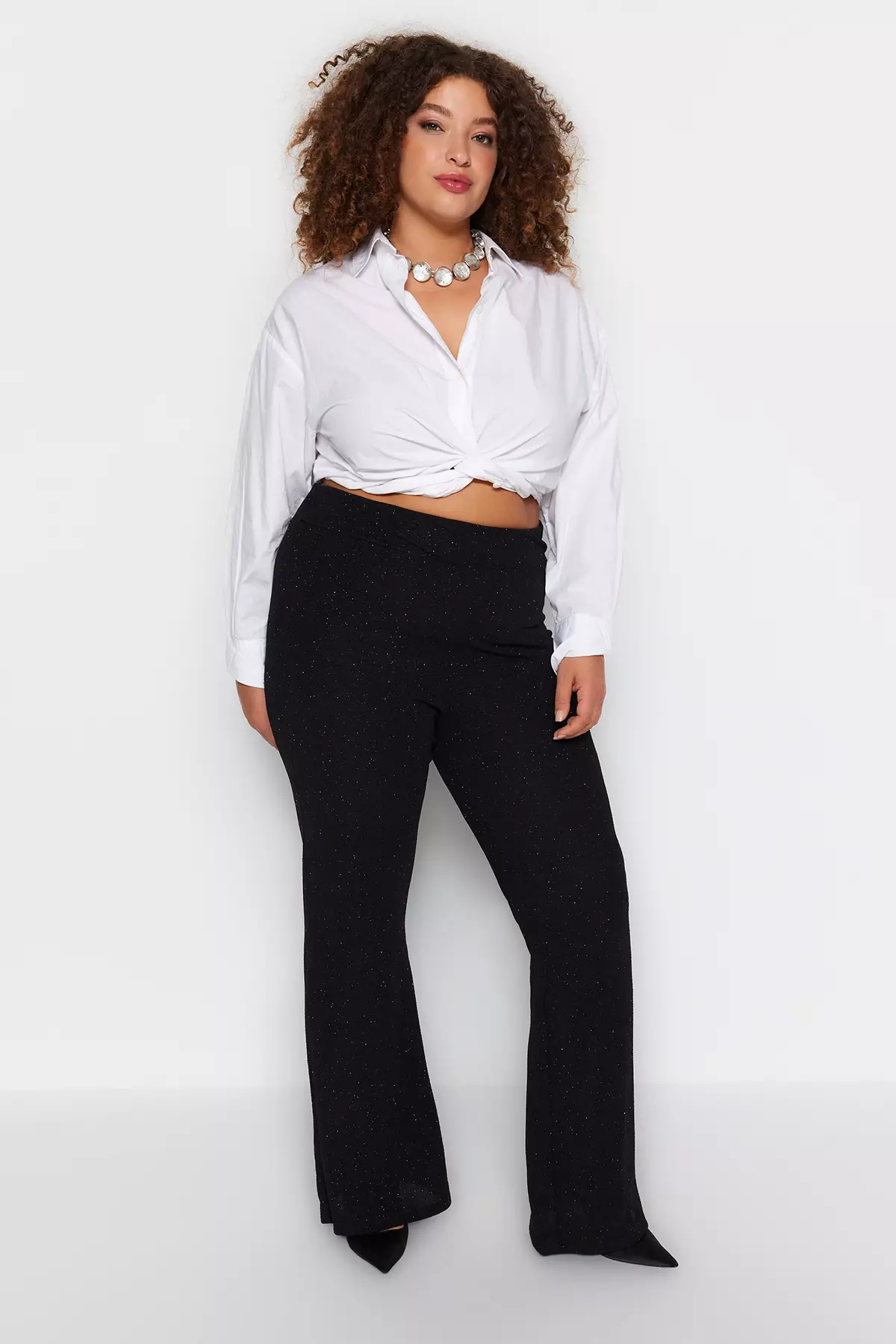 Trendyol Plus Size Black High Waist Flare Jeans 2024, Buy Trendyol Online