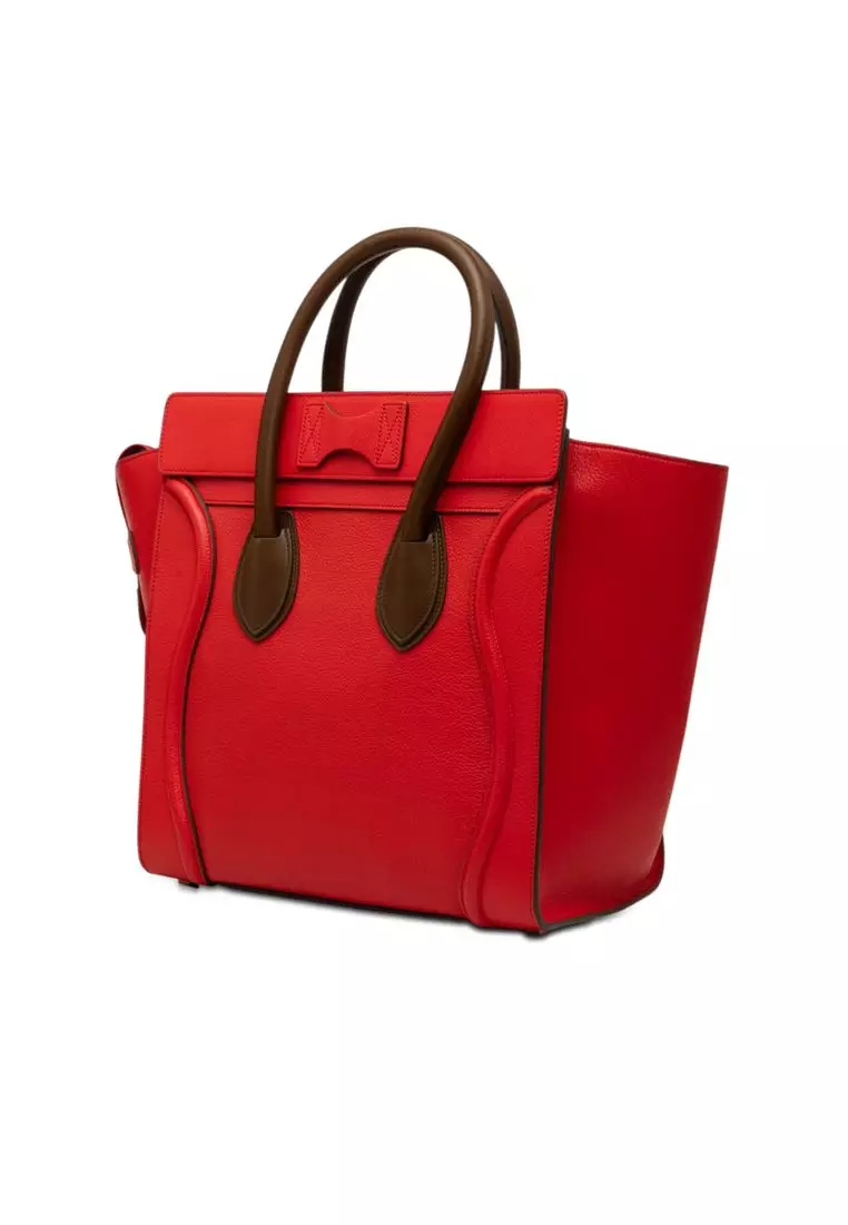 Pre-Loved Celine Mini Bicolor Leather Luggage Tote