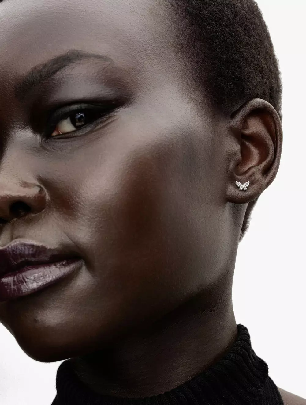 Butterfly Sterling Silver Stud Earrings with Clear Cubic Zirconia