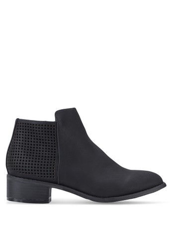 Perforated Suede Heeled Ankle Boots