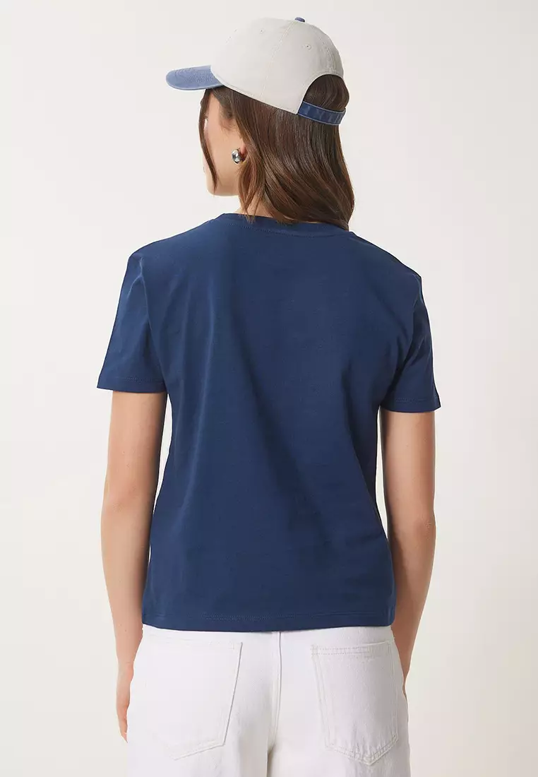 Teddy Bear Embroidered Cotton Knit T-Shirt