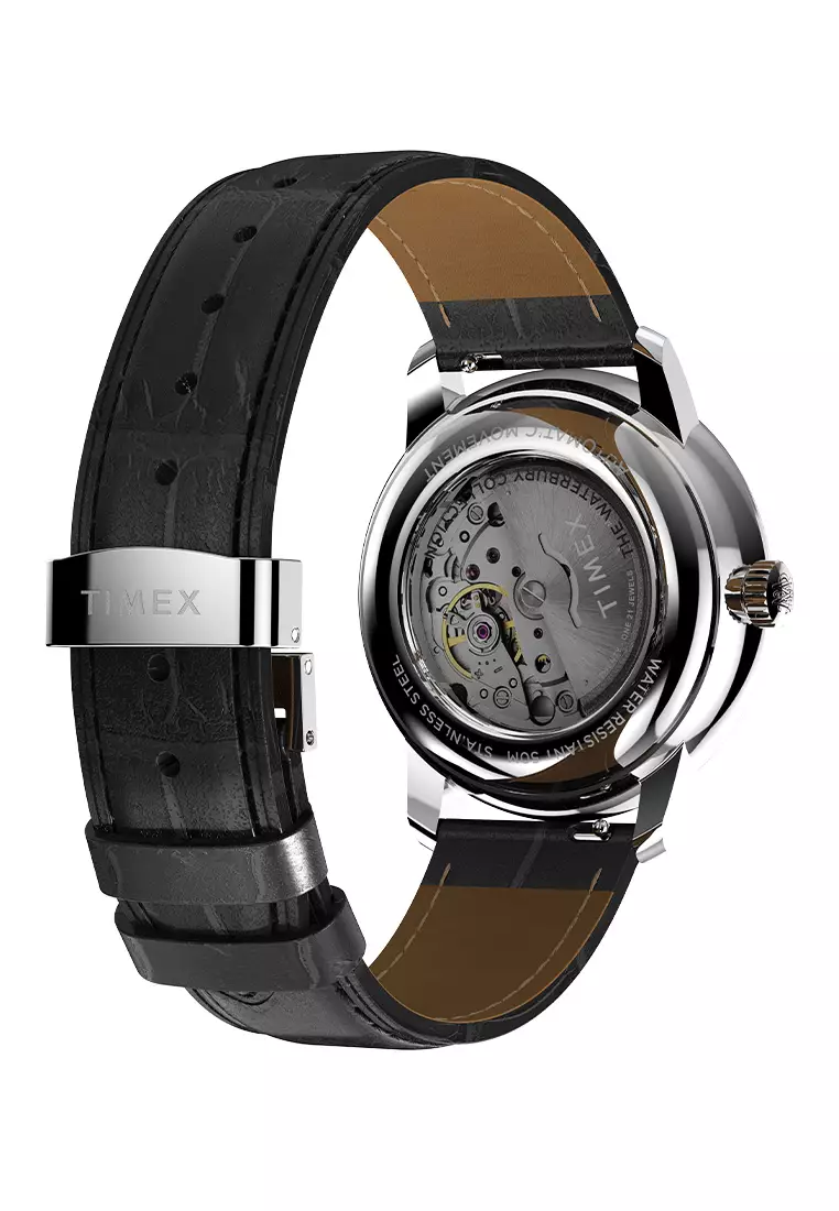 Timex Waterbury Metropolitan Black Leather Analog Automatic Watch For Men TW2Y23000