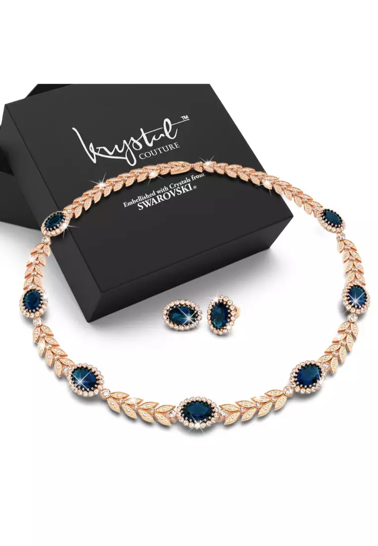 Krystal Couture Georgina Necklace and Earrings Set Sapphire