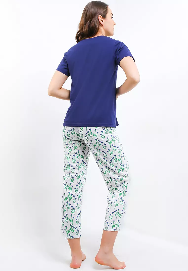 Pyjama Baju Tidur Short Sleeve Long Pants Sleepwear