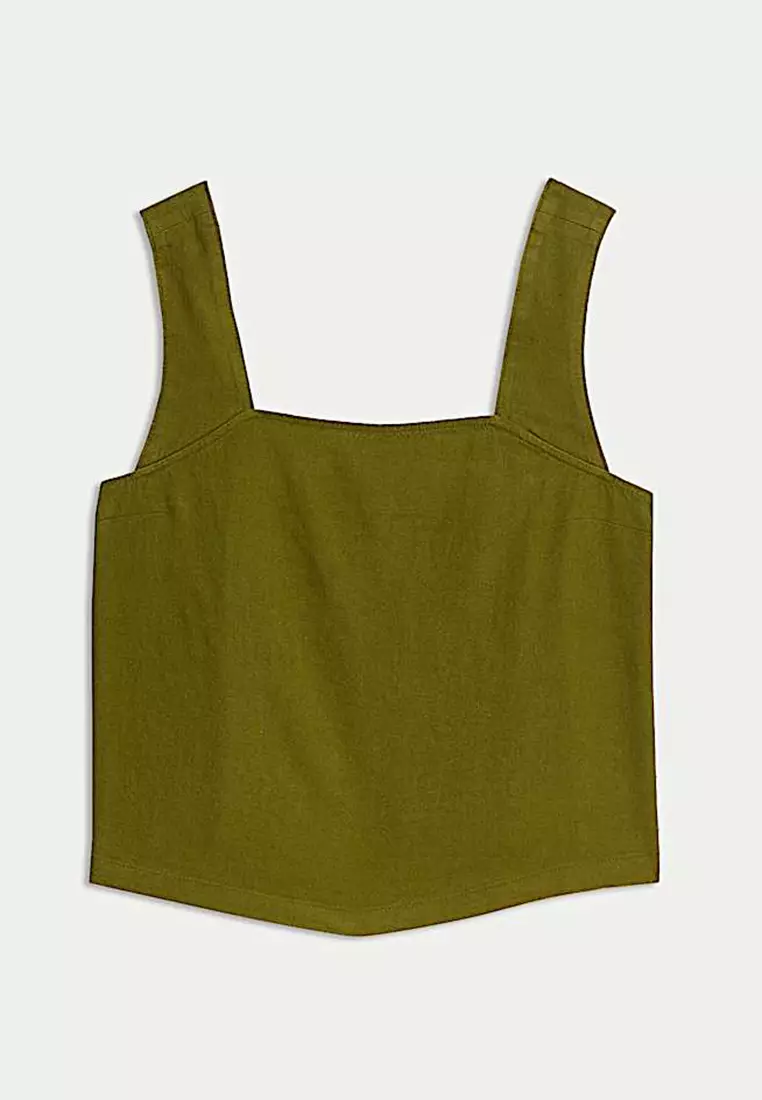 Linen Rich Square Neck Vest Top