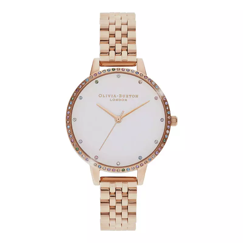 Jam Tangan Wanita Olivia Burton Classic OB16RB21 White Dial Rose Gold Stainless Steel Strap