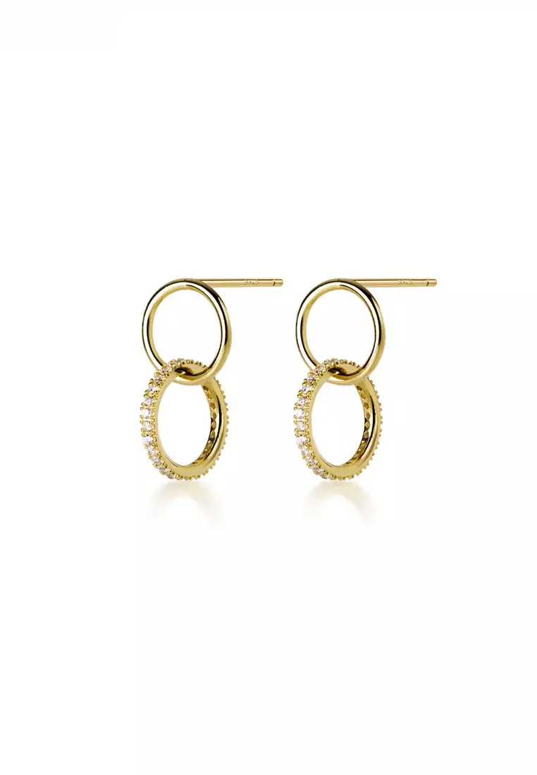 Buy HAPPY FRIDAYS 925 Silver Plated Gold Zircon Drop Hoop Earrings