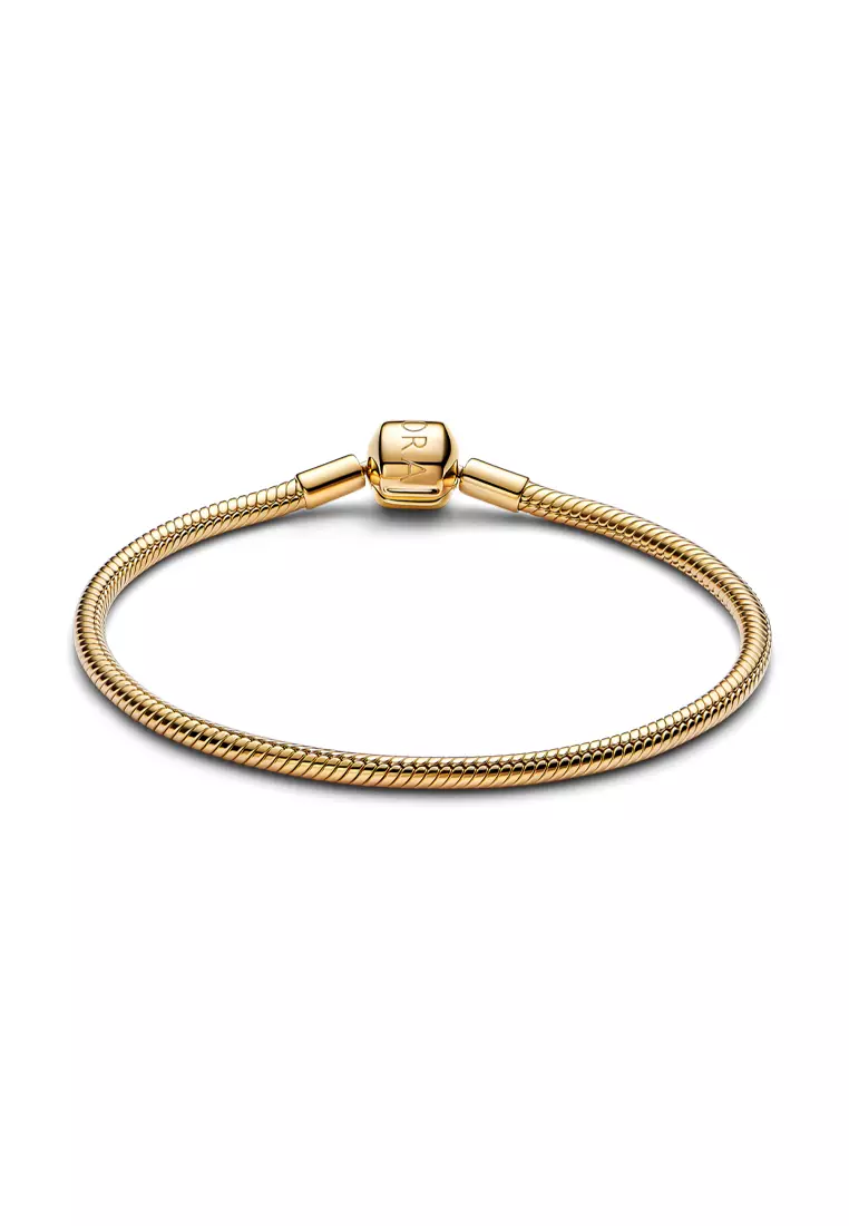 Pandora 14k Gold Plated  Barrel Clasp Snake Chain Bracelet