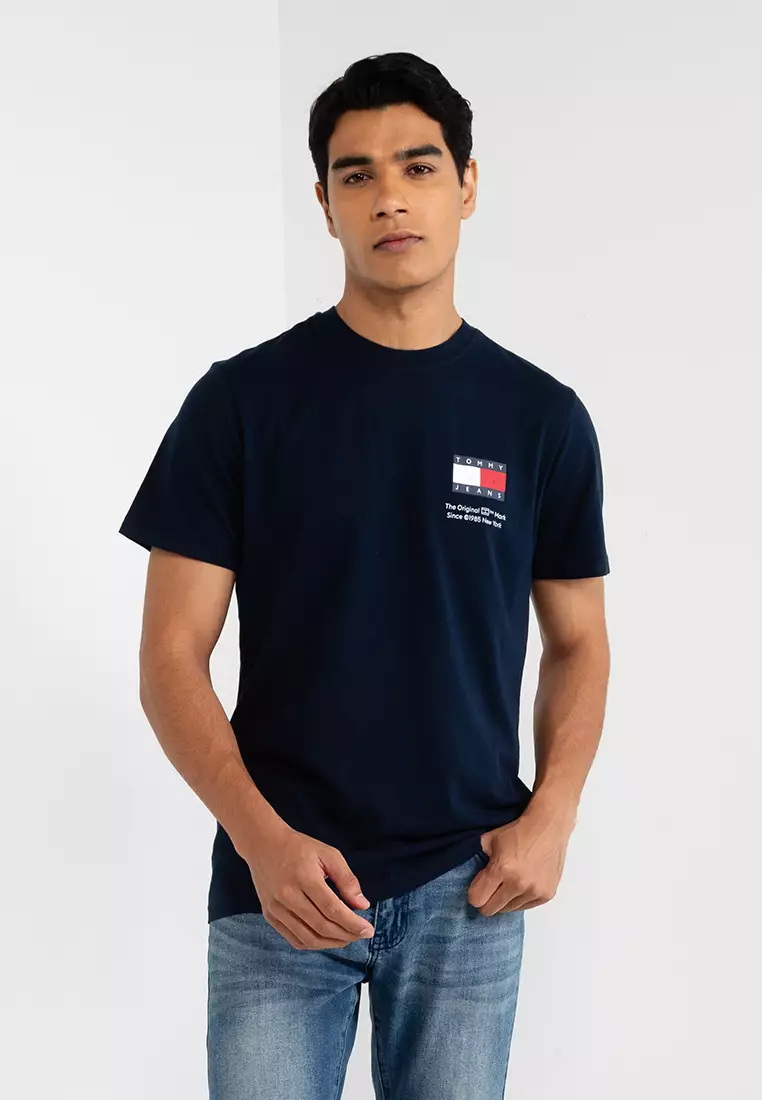 Tommy hilfiger logo flag t shirt sale navy