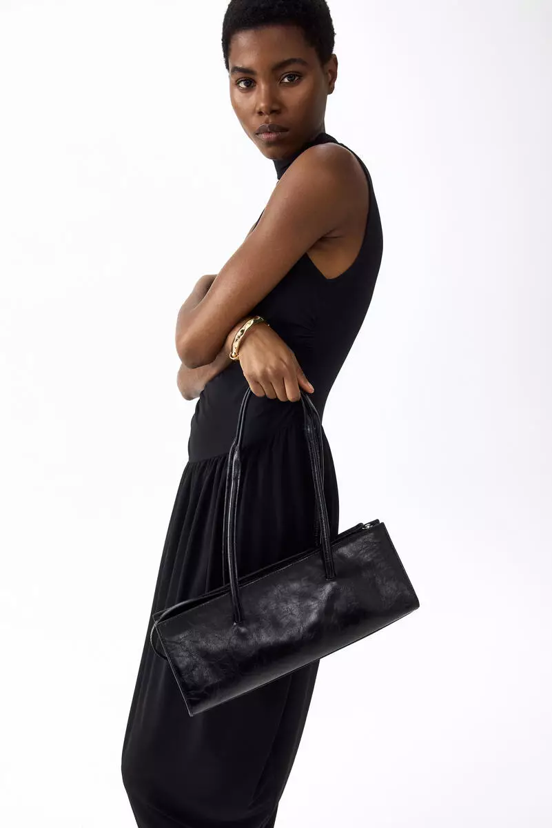 Draped turtleneck dress