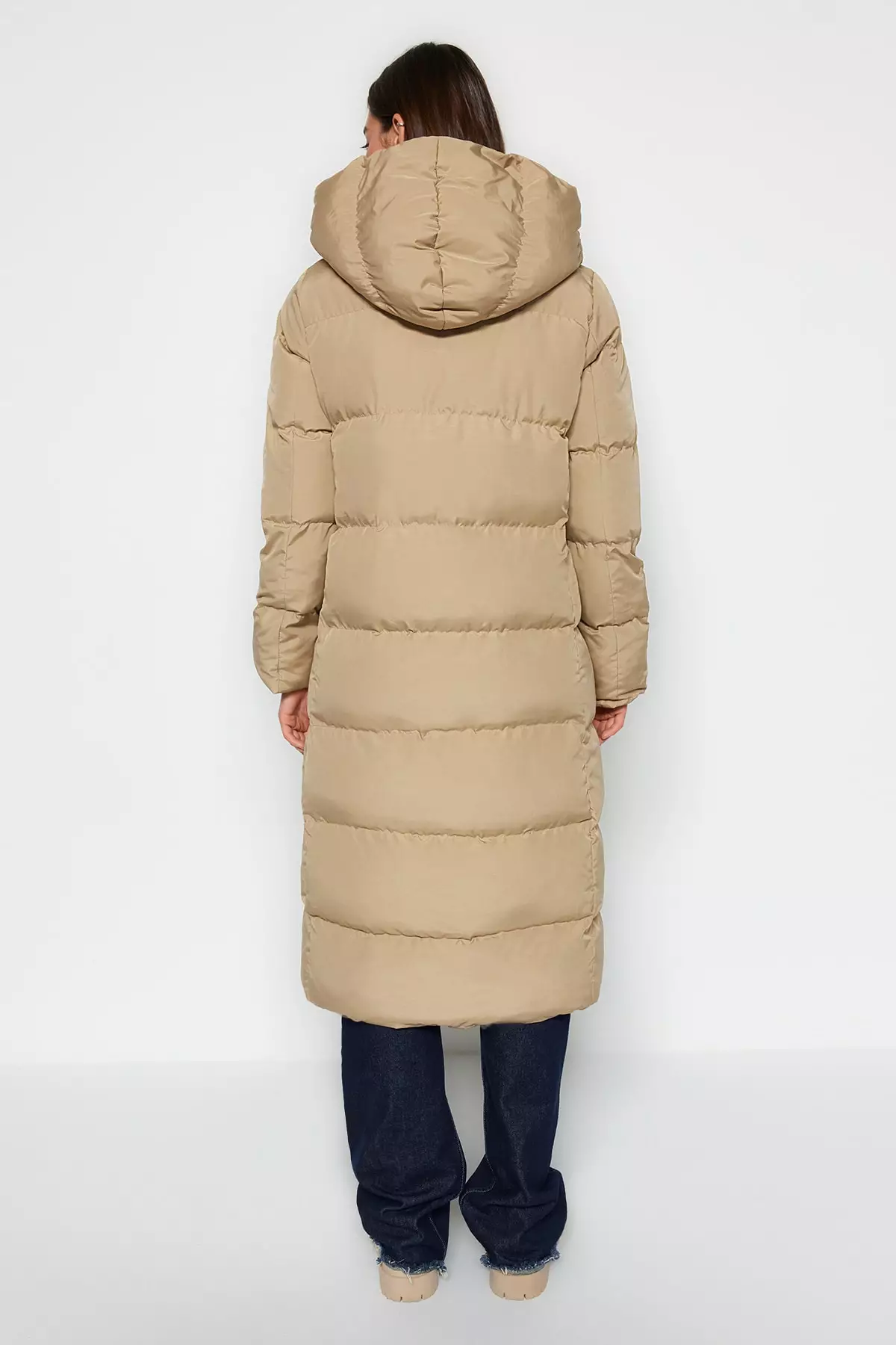 Mink Regular Side Snap Closure Water Repellent Long Quilted Puffer Coat TWOAW24MO00044