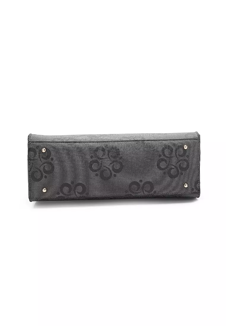 Women's Monogram Top Handle Bag / Sling Bag / Crossbody Bag - Black