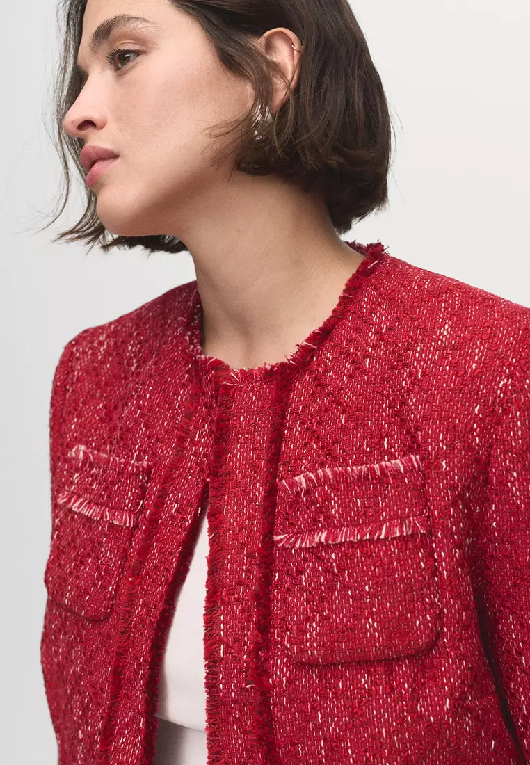 Tweed Jacket with Frayed Ends