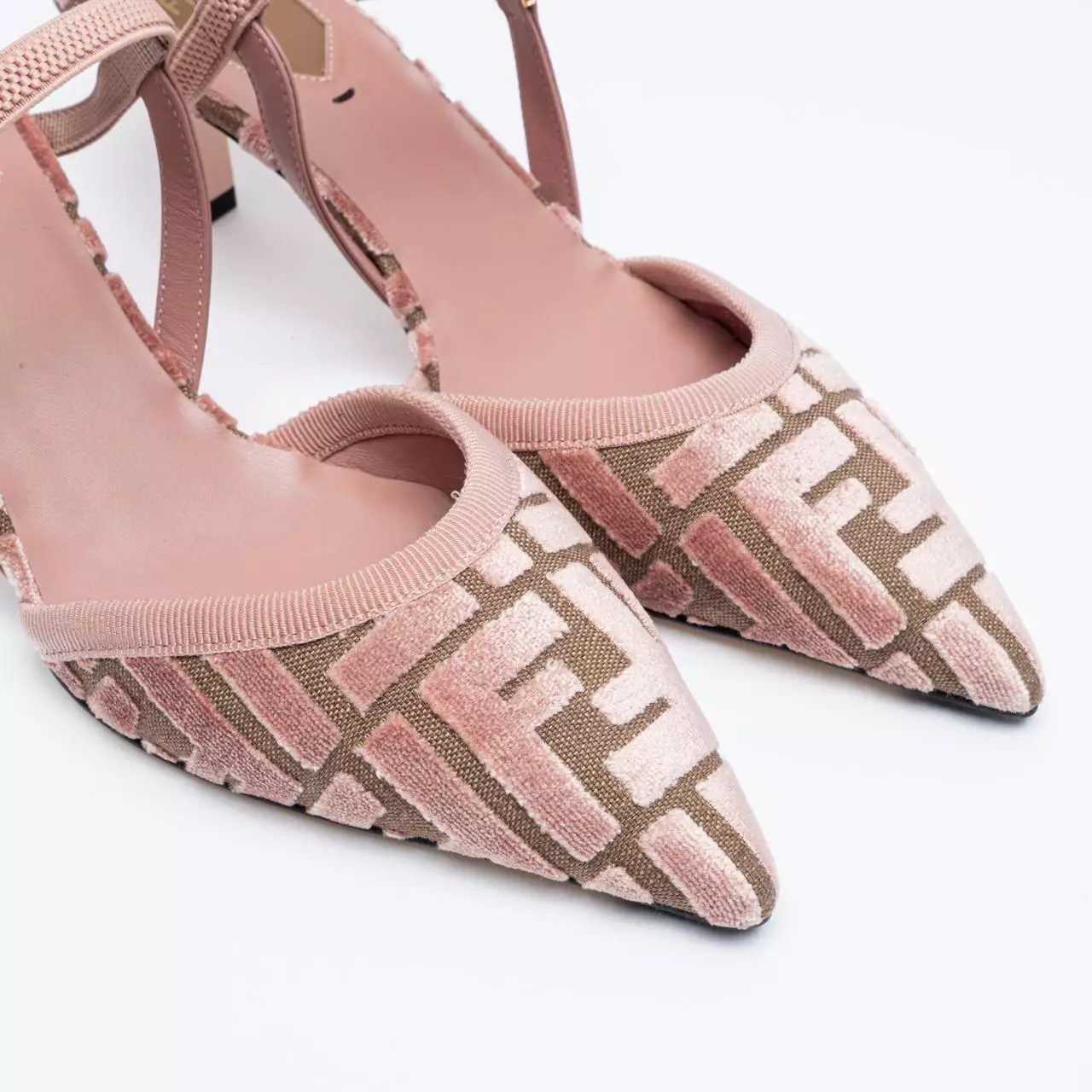 Jual Fendi Colibri 55 Lite Medium FF Velvet Slingback Heels Pink