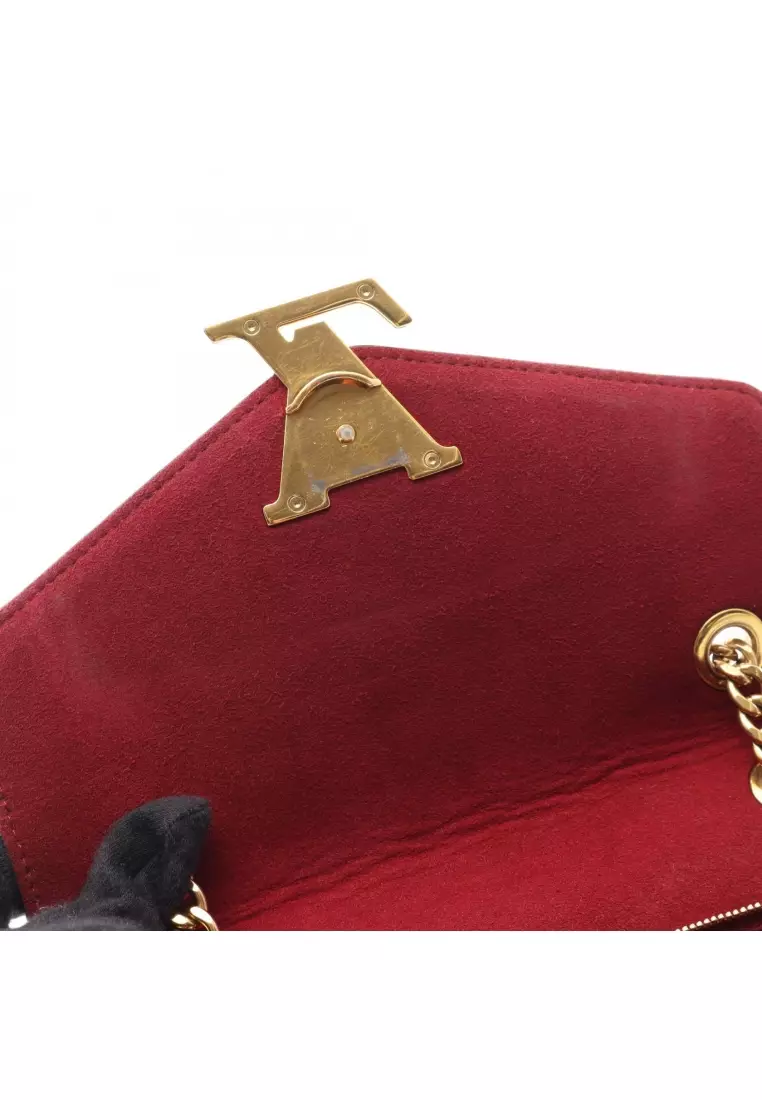 Pre-Loved Louis Vuitton Passy monogram W chain shoulder bag PVC leather Brown black