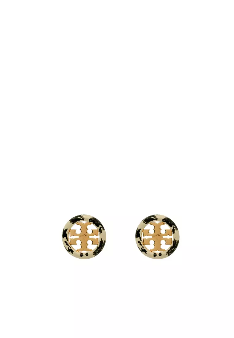 Tory burch enamel shop logo stud earrings